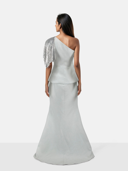 Safiyaa Blue & Silver Mesh Chainmail Dress