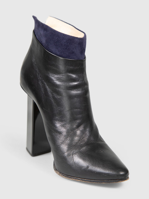 Jimmy Choo Black Leather Suede Trim Boots Jimmy Choo Black Leather Suede Trim Boots