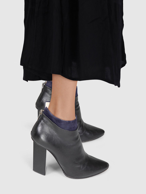 Jimmy Choo Black Leather Suede Trim Boots Jimmy Choo Black Leather Suede Trim Boots