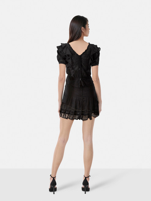 Isabel Marant Black Ruffle Trims Mini Dress Isabel Marant Black Ruffle Trims Mini Dress