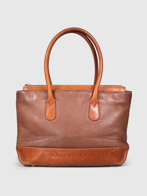Balenciaga Brown Leather Embossed Logo Handbag Balenciaga Brown Leather Embossed Logo Handbag