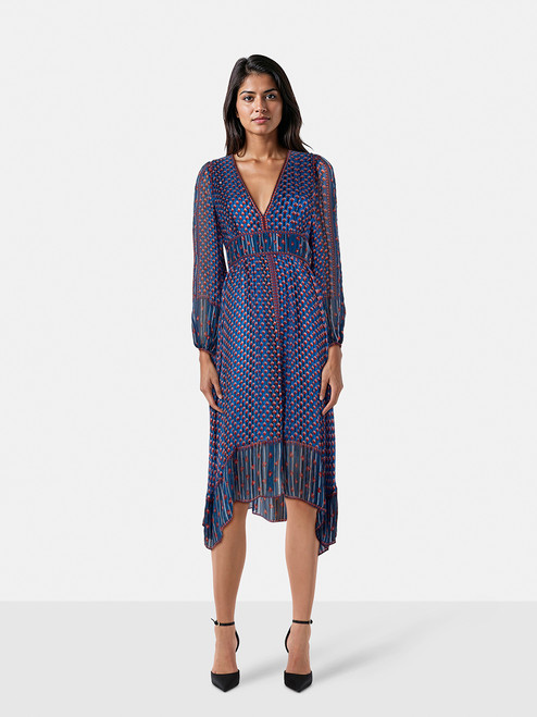 Ulla Johnson Abstract Silk Long Sleeves Midi Dress Ulla Johnson Abstract Silk Long Sleeves Midi Dress