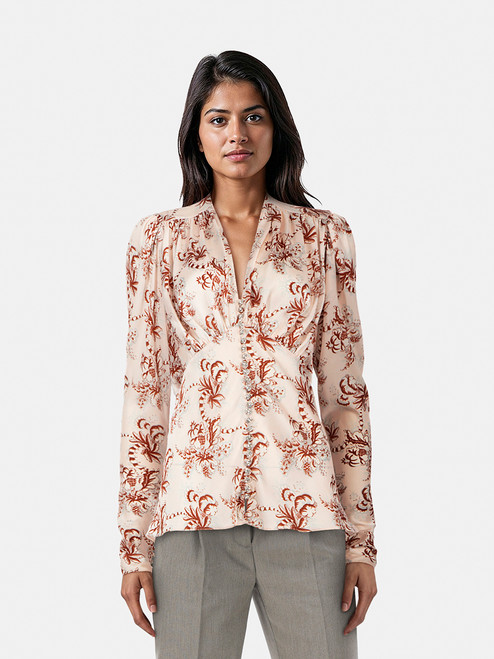 Paco Rabanne Floral V-Neck Long Sleeve Top Paco Rabanne Floral V-Neck Long Sleeve Top