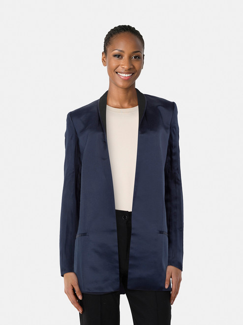 Haider Ackermann Navy Silk Blazer Haider Ackermann Navy Silk Blazer