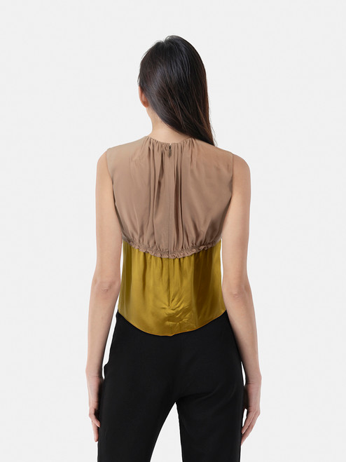 Prada Two Tone Silk Sleeveless Blouse Prada Two Tone Silk Sleeveless Blouse
