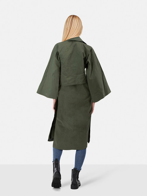 KASSL Green Belted Long Trench Coat KASSL Green Belted Long Trench Coat