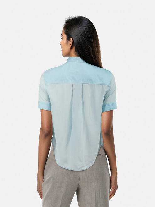 Rag & Bone Ice Blue Silk Short Sleeve Sarah Blouse Rag & Bone Ice Blue Silk Short Sleeve Sarah Blouse