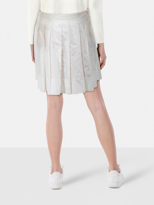 Chloé White Mini Pleated Side Zip Skirt Chloé White Mini Pleated Side Zip Skirt