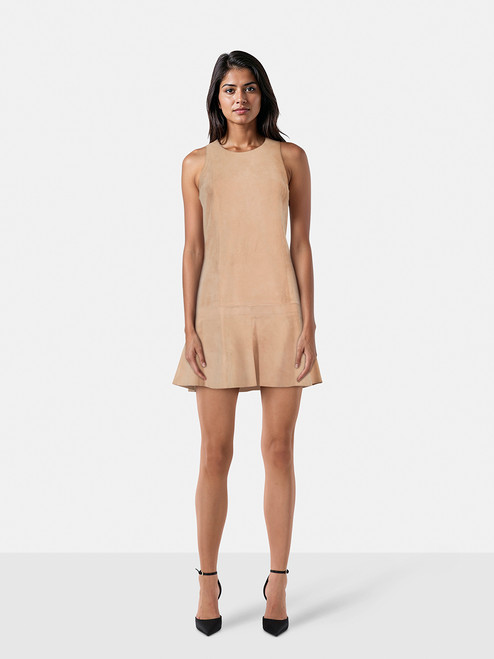 Balenciaga Beige Suede Knee Length Dress Balenciaga Beige Suede Knee Length Dress