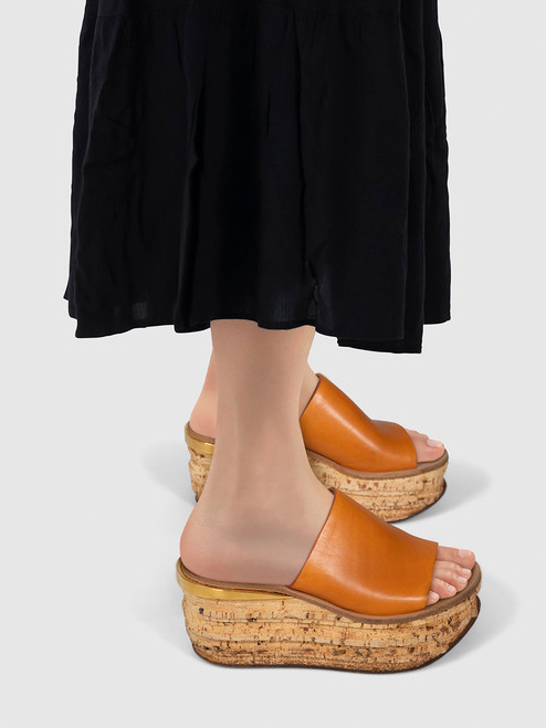 Chloé Brown Leather & Cork Wedge Sandals Chloé Brown Leather & Cork Wedge Sandals