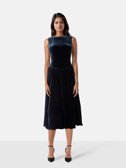 Reformation Navy Velvet Open Back Dress Reformation Navy Velvet Open Back Dress