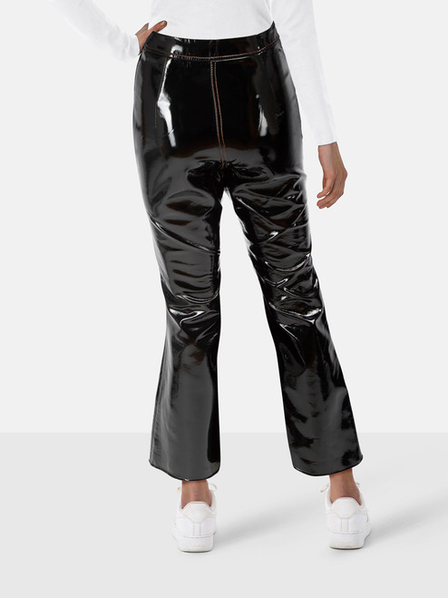 ELLERY Black Vegan Leather Outlaw Crop Flare Trousers ELLERY Black Vegan Leather Outlaw Crop Flare Trousers