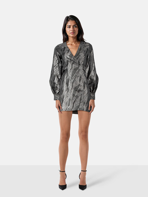 Ganni Silver Wrap Mini Dress Ganni Silver Wrap Mini Dress