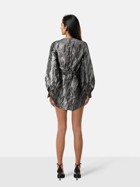 Ganni Silver Wrap Mini Dress Ganni Silver Wrap Mini Dress