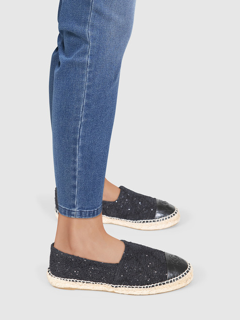 Chanel Black Tweed Sequin Espadrilles Chanel Black Tweed Sequin Espadrilles