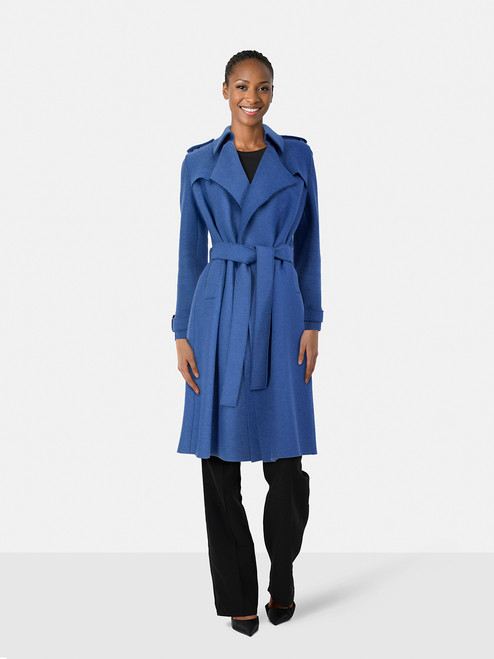 Harris Wharf London Blue Belted Wool Coat Harris Wharf London Blue Belted Wool Coat