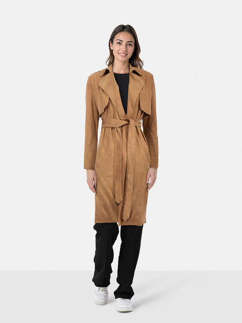 Gianfranco Rossi Brown Vegan Suede Long Coat Gianfranco Rossi Brown Vegan Suede Long Coat