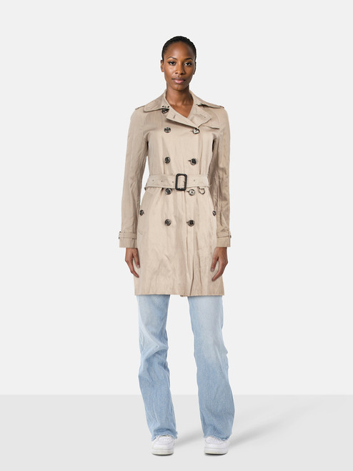 Burberry Beige Double Breasted Mid Trench Coat Burberry Beige Double Breasted Mid Trench Coat