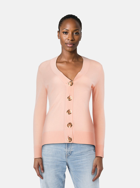 Tory Burch Pink Wool Button Up Cardigan Tory Burch Pink Wool Button Up Cardigan