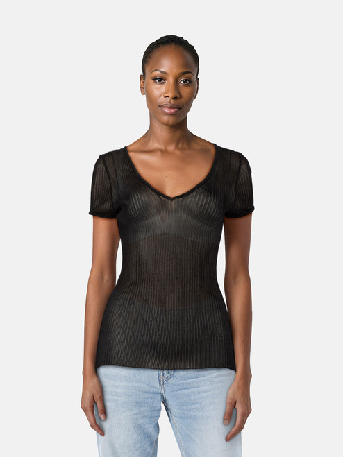 Balmain Black Sheer Stretchy Top Balmain Black Sheer Stretchy Top
