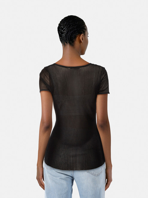 Balmain Black Sheer Stretchy Top Balmain Black Sheer Stretchy Top