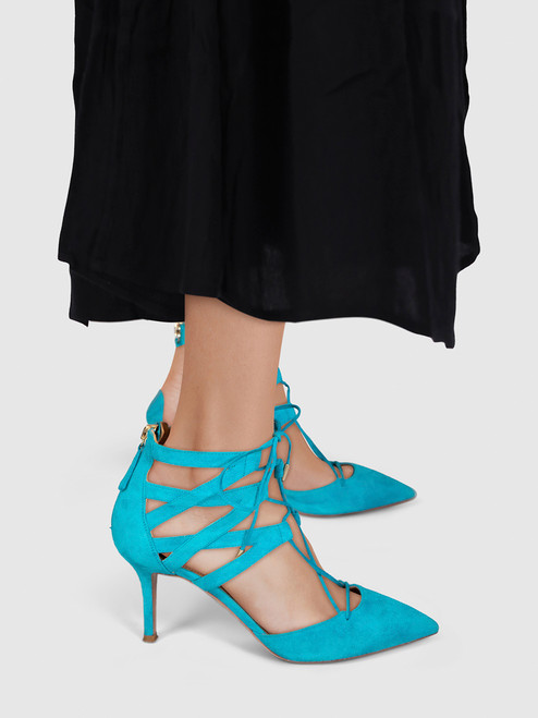 Aquazzura Turquoise Suede Cut Out Heels Aquazzura Turquoise Suede Cut Out Heels