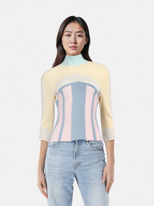 Bottega Veneta Panelled Mid Sleeve Top Bottega Veneta Panelled Mid Sleeve Top