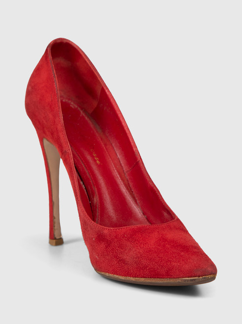 Gianvito Rossi Red Suede Point-Toe Pumps Gianvito Rossi Red Suede Point-Toe Pumps