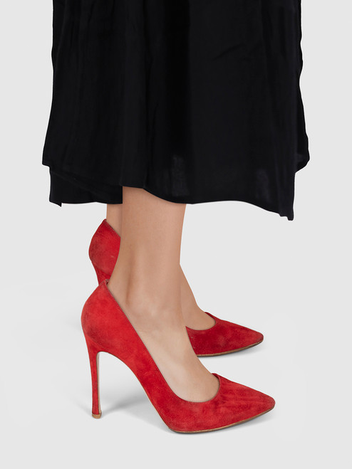 Gianvito Rossi Red Suede Point-Toe Pumps