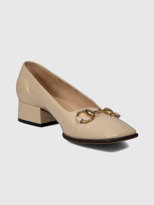 Gucci Beige Leather Horse Bit Mid Heel Pumps Gucci Beige Leather Horse Bit Mid Heel Pumps