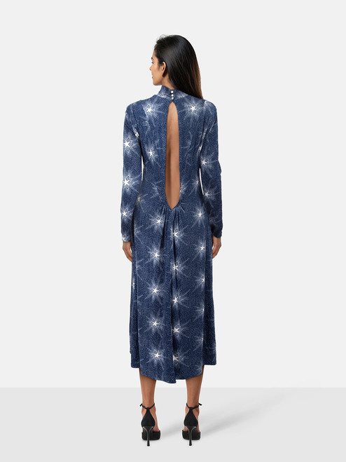 Paco Rabanne Blue Star Print Long Sleeve Dress Paco Rabanne Blue Star Print Long Sleeve Dress
