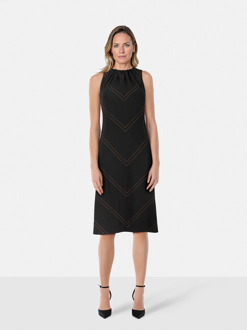 Versace Black Wool Chevron Sleeveless Dress Versace Black Wool Chevron Sleeveless Dress