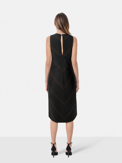 Versace Black Wool Chevron Sleeveless Dress Versace Black Wool Chevron Sleeveless Dress