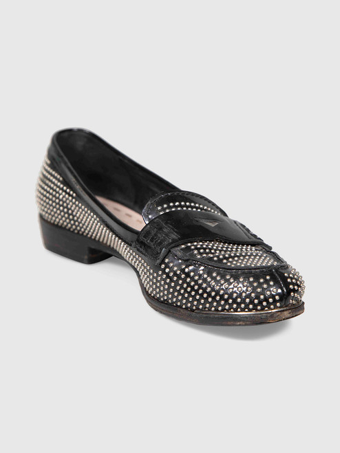 Miu Miu Black Patent Studded Loafers Miu Miu Black Patent Studded Loafers