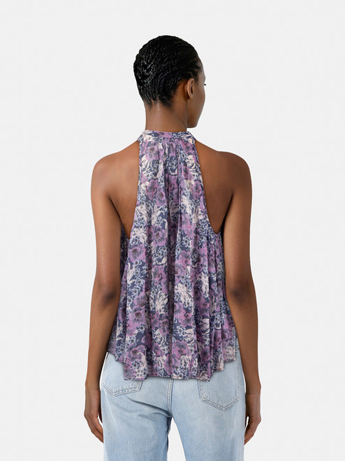 Isabel Marant Purple Floral Sleeveless Blouse Isabel Marant Purple Floral Sleeveless Blouse