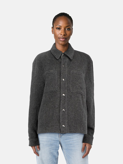 Emote Grey Alpaca Striped Short Jacket Emote Grey Alpaca Striped Short Jacket