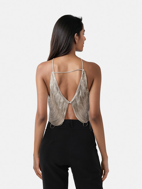 Cult Gaia Silver Fringed Quella Top Cult Gaia Silver Fringed Quella Top