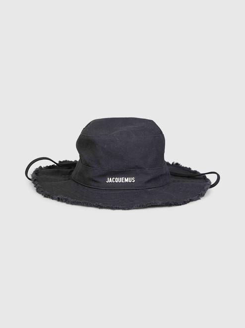 Jacquemus Black Raw Edge Sun Hat Jacquemus Black Raw Edge Sun Hat
