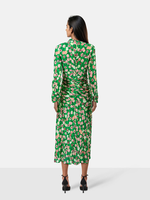 ME+EM Green Lantana Flower Print Midi Dress ME+EM Green Lantana Flower Print Midi Dress