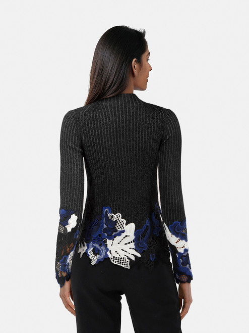 3.1 Phillip Lim Black Wool Knit Lace Trim Jumper 3.1 Phillip Lim Black Wool Knit Lace Trim Jumper