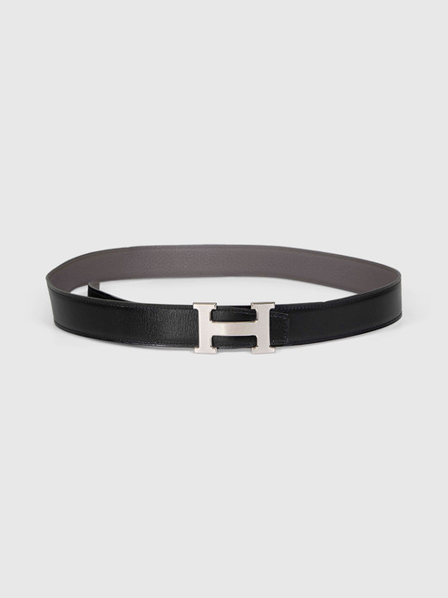 Hermès Black & Grey Reversible Leather Belt Hermès Black & Grey Reversible Leather Belt