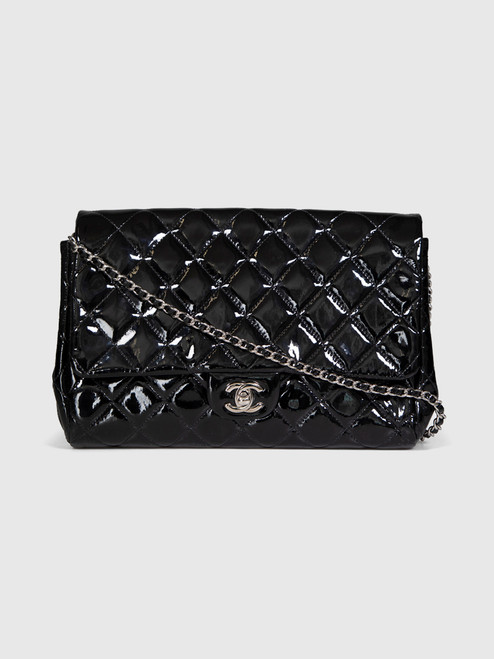 Chanel 2011-2012 Black Patent Leather Quilted Flap Bag Chanel 2011-2012 Black Patent Leather Quilted Flap Bag