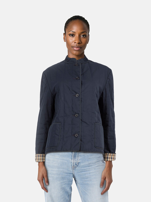 Aquascutum Navy Quilted Check Lined Jacket Aquascutum Navy Quilted Check Lined Jacket