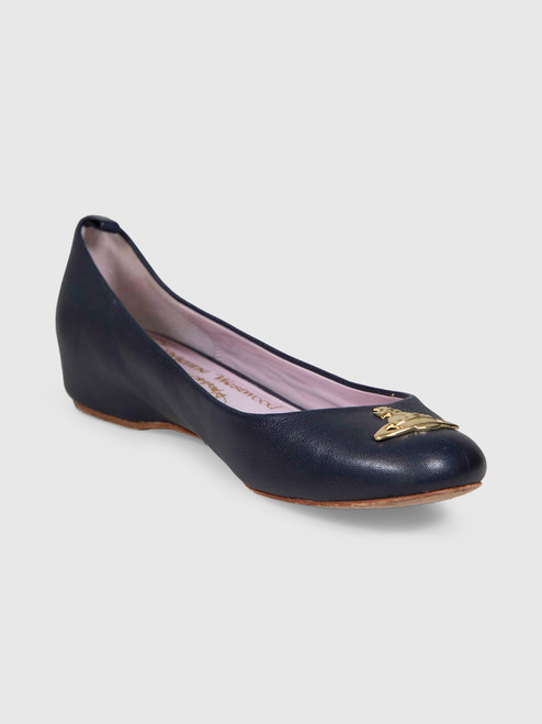 Vivienne Westwood Navy Leather Ballet Flats Vivienne Westwood Navy Leather Ballet Flats
