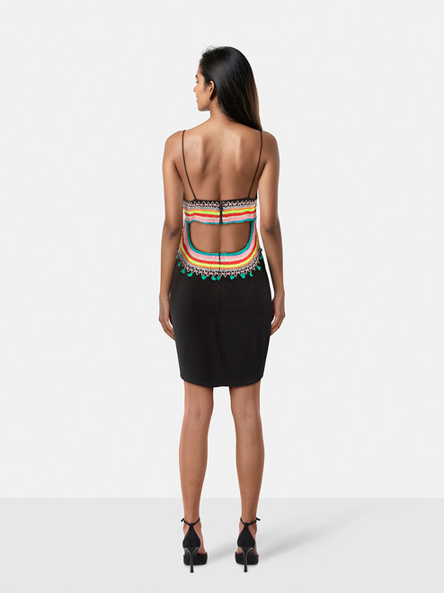 Alice + Olivia Black Embroidered Open Back Dress Alice + Olivia Black Embroidered Open Back Dress