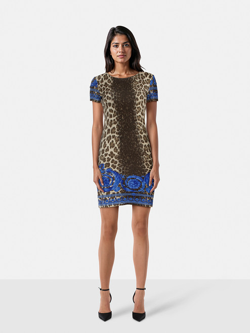 Versace Leopard Print Short Sleeve Dress Versace Leopard Print Short Sleeve Dress