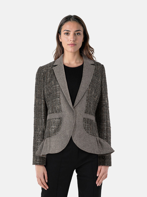 Valentino Garavani Red Valentino Grey Tweed Panelled Blazer Valentino Garavani Red Valentino Grey Tweed Panelled Blazer