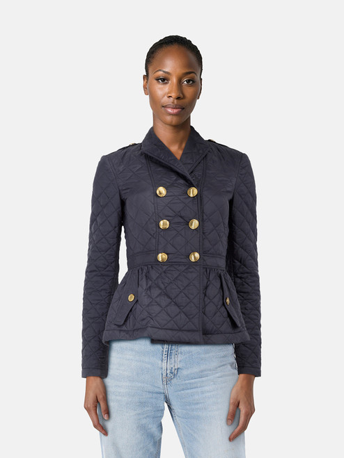 Burberry Navy Quilted Double Breasted Jacket Burberry Navy Quilted Double Breasted Jacket