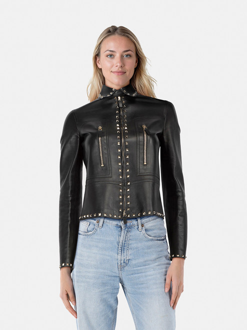 Valentino Garavani Black Studded Leather Jacket Valentino Garavani Black Studded Leather Jacket