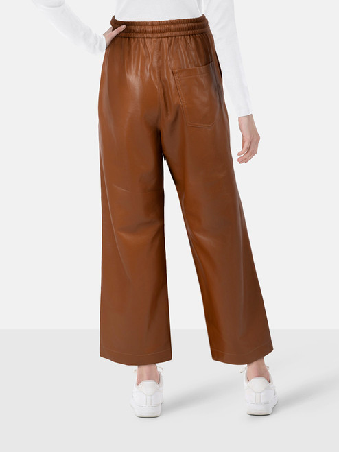 NANUSHKA Brown Vegan Leather Wide Leg Trousers NANUSHKA Brown Vegan Leather Wide Leg Trousers